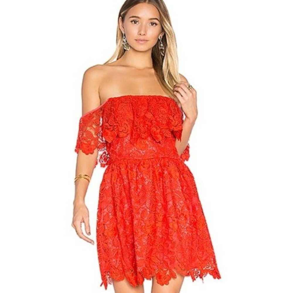 Lovers + Friends Dream Vacay Lace Off the Shoulder Dress Size S